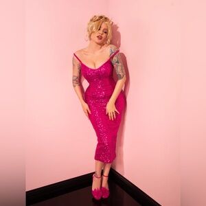 Hot Pink Glitz & Glam Sequin Dress Size S Vixen by Micheline Pitt